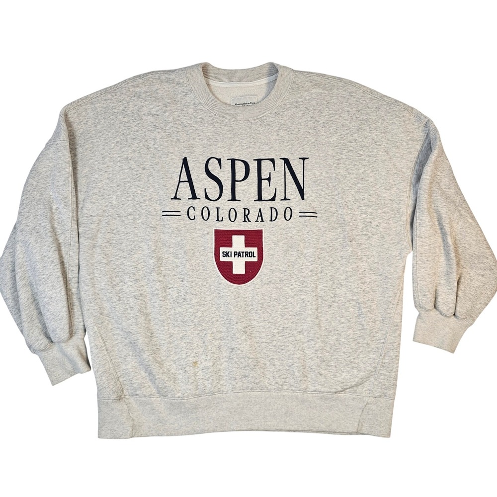 Abercrombie & Fitch Aspen Colorado Ski Patrol Sweatshirt Grey Heather Medium
